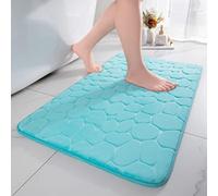 chakme - Tappeto da bagno in memory foam, assorbente per la doccia, zerbino decorativo, antiscivolo per il bagno e il soggiorno, 50 x 80 cm, verde blu