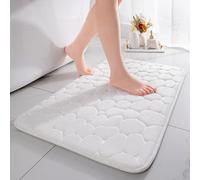 chakme - Tappeto da bagno in memory foam, assorbente per la doccia, zerbino decorativo, antiscivolo per il bagno e il soggiorno, 50 x 80 cm, bianco
