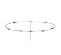 Chakra - Collana girocollo in argento Sterling con 7 chakra, estiva, da spiaggia, ideale come regalo di Natale, per donne, donne, fidanzate, 13 + 3 pollici, 13+2, Argento sterling, Zirconia cubica