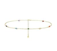 Chakra - Collana girocollo in argento Sterling con 7 chakra, estiva, da spiaggia, ideale come regalo di Natale, per donne, donne, fidanzate, 13 + 3 pollici, 13*3, Argento sterling, Zirconia cubica