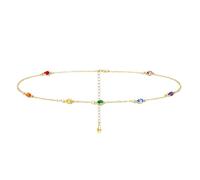 Chakra - Collana girocollo in argento Sterling con 7 chakra, estiva, da spiaggia, ideale come regalo di Natale, per donne, donne, fidanzate, 13 + 3 pollici, 13+3, Argento sterling, Zirconia cubica
