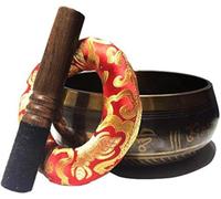 Chakra di Alto Livello in Nepal Ciotola tibetana Fatta di Mano di Campana tibetana in Ottone, 1800G, 20 cm, 7 Metalli, Cuscino per Campane tibetane Mazza in Legno per meditare, Strumento Pratico