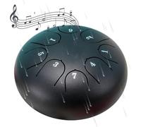 Chakra Drum 6 pollici - accordatura a 8 note, soddisfa i parametri di riferimento globali, variazioni di tono di ±5 cent, musicalità e precisione eccezionali(Black)