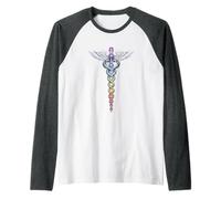 Chakra Energy Caduceus Design - Risveglio della Kundalini Maglia con Maniche Raglan