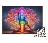 Chakra Meditation Adult Puzzle for Decompression: Chakra Cat with Mandala Educational Game Challenge 1000 Piece 70x50cm/1000pcs