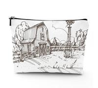 Chakra, trousse da viaggio per il trucco, con icone colorate, chakra principali, da donna, grande, organizer per trucchi in lino, borsa da toilette, multicolore, 17,8 x 22,9 cm, Marrone e Bianco_3,