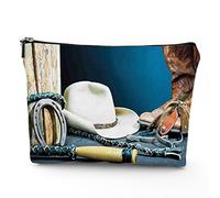Chakra, trousse da viaggio per il trucco, con icone colorate, chakra principali, da donna, grande, organizer per trucchi in lino, borsa da toilette, multicolore, 17,8 x 22,9 cm, Blu Marrone_23, Taglia
