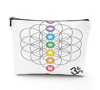 Chakra, trousse da viaggio per il trucco, con icone colorate, chakra principali, da donna, grande, organizer per trucchi in lino, borsa da toilette, multicolore, 17,8 x 22,9 cm, Multicolore_21, Taglia