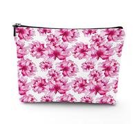 Chakra, trousse da viaggio per il trucco, con icone colorate, chakra principali, da donna, grande, organizer per trucchi in lino, borsa da toilette, multicolore, 17,8 x 22,9 cm, Rosa Bianco_8, Taglia