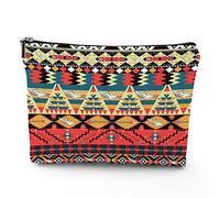 Chakra, trousse da viaggio per il trucco, con icone colorate, chakra principali, da donna, grande, organizer per trucchi in lino, borsa da toilette, multicolore, 17,8 x 22,9 cm, Rosso_31, Taglia