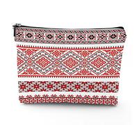 Chakra, trousse da viaggio per il trucco, con icone colorate, chakra principali, da donna, grande, organizer per trucchi in lino, borsa da toilette, multicolore, 17,8 x 22,9 cm, Rosso Bianco Nero_24,