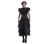 Chaks - abito da ballo del mercoledì, costume per bambini, abito e cintura in nero, vestito per Halloween e carnevale