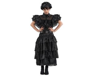 Chaks - abito da ballo del mercoledì, costume per bambini, abito e cintura in nero, vestito per Halloween e carnevale