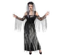 Chaks - Abito gotico da donna in 2 pezzi, matrimonio, velluto e pizzo, cerchietto con rose, set di costumi per Halloween e Carnevale