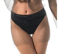 Chaks - Abito in rete glitterata da donna nero, look trasparente con strass come copricostume per festival, spiaggia e feste