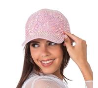 Chaks - Berretto da baseball con brillantini, berretto con strass per festival, feste e carnevale