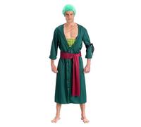 Chaks - Costume da Zoro per uomo, outfit ufficiale One Piece, set anime 2 pezzi con mantello e cintura per cosplay e carnevale