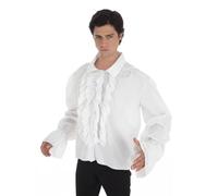 Chaks - Camicia da Pirata Rinascimentale da Uomo, Bianca con Volant