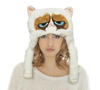 Chaks - Cappellino a forma di animale Grumpy Cat in peluche con zampe