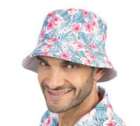 Chaks - Cappello a Secchiello con Motivo di Ibisco, Cappello da Pescatore