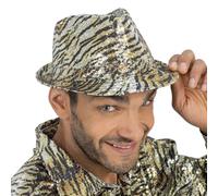 Chaks - Cappello con paillettes in stile tigre per donna e uomo, fedora scintillante come accessorio per costumi di carnevale e festival