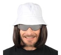 Chaks - Cappello con parrucca, cappello da pescatore con capelli cuciti sulla spalla per carnevale, festival, festa a tema