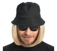 Chaks - Cappello con parrucca, cappello da pescatore con capelli cuciti sulla spalla per carnevale, festival, festa a tema