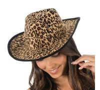 Chaks - Cappello da cowboy con motivo leopardato, cappello per costumi western, accessori per carnevale, festival e JGA