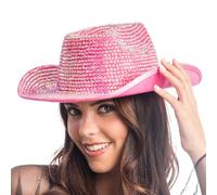 Chaks - Cappello da cowboy con strass per Carnevale e festival