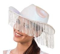 Chaks - Cappello da cowboy olografico con frange, cappello per costumi western, accessori per carnevale, festival e JGA