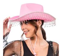 Chaks - Cappello da cowgirl donna con frange di strass, cappello da cowboy per carnevale, accessorio per festival