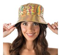 Chaks - Cappello da pescatore olografico, cappello a secchiello luccicante
