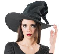Chaks Cappello da strega nero per Halloween, in velluto, altezza 35 cm, accessorio per costume da donna, carnevale, cosplay