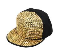 Chaks - Cappello snapback con borchie dorate, cappellino da baseball per festival, carnevale, abbigliamento hip hop