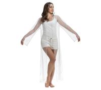 Chaks - Cardigan trasparente con paillettes, giacca lunga da festival