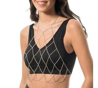 Chaks - Catena per il corpo da donna, oro, gioiello filigranato, catena per bikini, festival, gioielli, festa, spiaggia