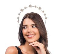 Chaks - Cerchietto a stella da donna, accessorio per capelli argento e oro | Accessorio scintillante per festival, addio al nubilato e carnevale, cerchietto con motivo a stelle