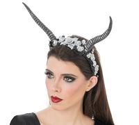 Chaks - Cerchietto con corna, copricapo floreale, look fantasy, accessori per costumi cosplay per Halloween e Carnevale