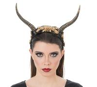 Chaks - Cerchietto con corna, copricapo floreale, look fantasy, accessori per costumi cosplay per Halloween e Carnevale