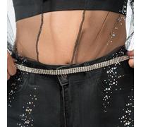 Chaks - Cintura con strass da donna in argento, catena in vita glitterata, cintura a catena, catena in vita, accessori per jeans, abiti, cappotti