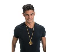 Chaks - Collana d'oro, collana da rapper in stile hip hop anni '90, accessorio per costumi di carnevale, feste, tute anni '80