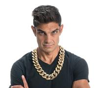 Chaks - Collana d'oro, collana da rapper in stile hip hop anni '90, accessorio per costumi di carnevale, feste, tute anni '80