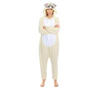 Chaks - Costume da gatto brontolone, tuta con cappuccio, tutina per adulti, costume da animale per carnevale, festa a tema