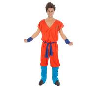 Chaks - Costume da Goku Super Saiyan God, Dragon Ball, set da 7 pezzi per adulti, outfit per carnevale e fan degli anime