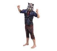 Chaks - Costume da lupo mannaro per bambini, set di 3 pezzi, maschera, maglia e pantaloni, costume spaventoso per Halloween e Carnevale