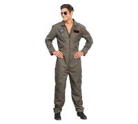 Chaks - Costume da pilota di jet da caccia, tuta, tuta da pilota, uniforme per carnevale, festa a tema