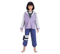 Chaks Naruto Costume Hinata Uzumaki per bambini, taglia 128 - 152, blu e viola manga Costume Anime Cosplay Carnevale (152)