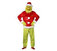 Chaks - Costume Il Grinch™, set da 5 pezzi per adulti, per carnevale, costume natalizio con maschera, cappello, top, pantaloni, guanti