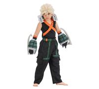 Chaks My Hero Academia Costume Katsuki Bakugo per bambini, taglia 128-152, colore: nero, costume da manga per cosplay, carnevale (140)