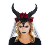 Chaks - Diadema da Regina Malvagia, accessorio gotico, Halloween | Cerchietto nero con corna e rose, accessorio per costume gotico per Halloween, Carnevale e cosplay
